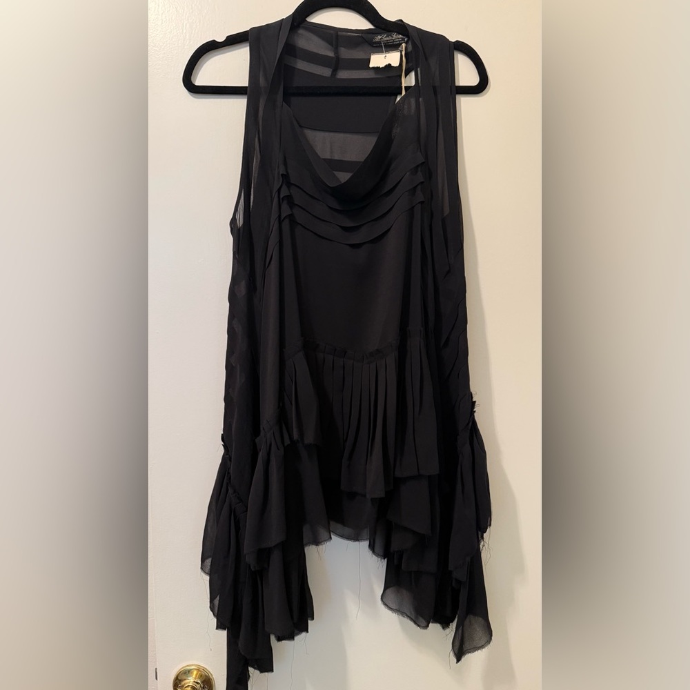 All Saints Black Sheer Silk Tunic